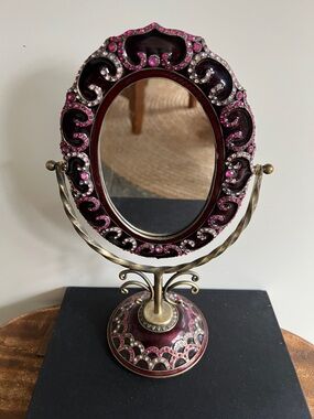 Ornate Pink Jeweled Oval Vanity Mirror - Home Accents Decor